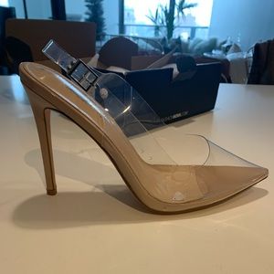 PVC clear and nude sling back shoes